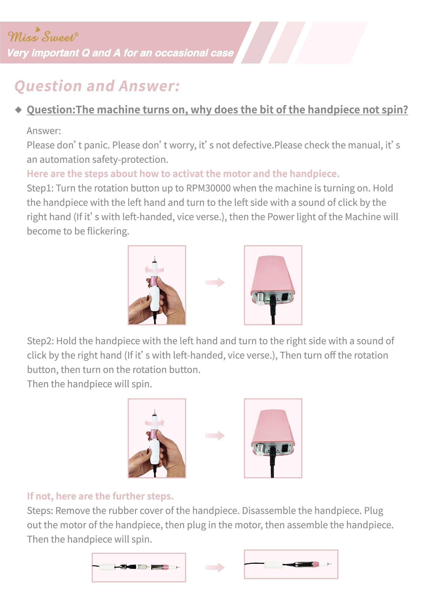 Miss Sweet Portable Nail Drill Machine – Rechargeable Electric Nail File for Acrylic, 0–30000 RPM