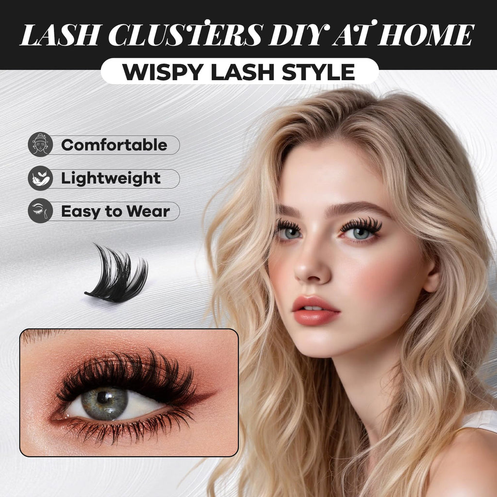 MissAiry Flaunt Lash Clusters Wispy 8-18mm – D-Curl Wet Look DIY Lashes