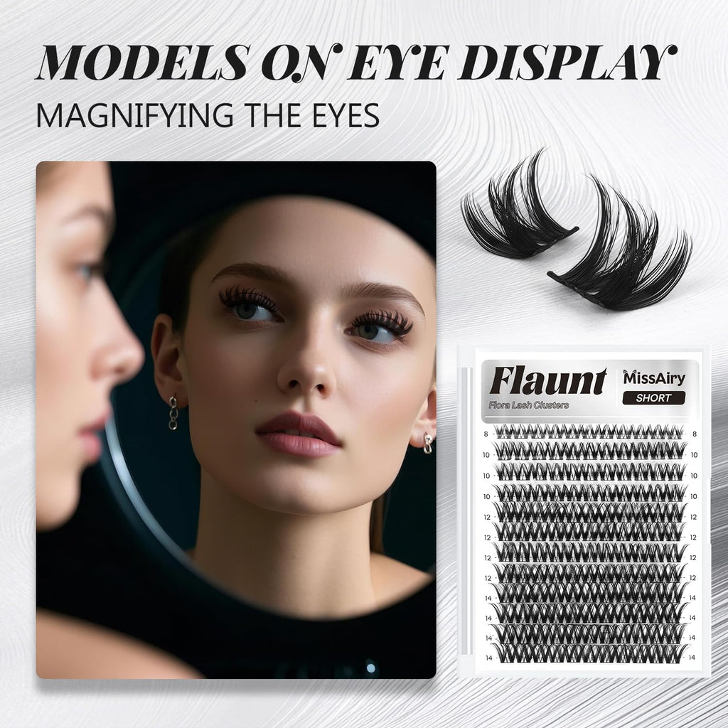 MissAiry Flaunt Lash Clusters 8-14mm Wispy D-Curl Eyelash Extensions