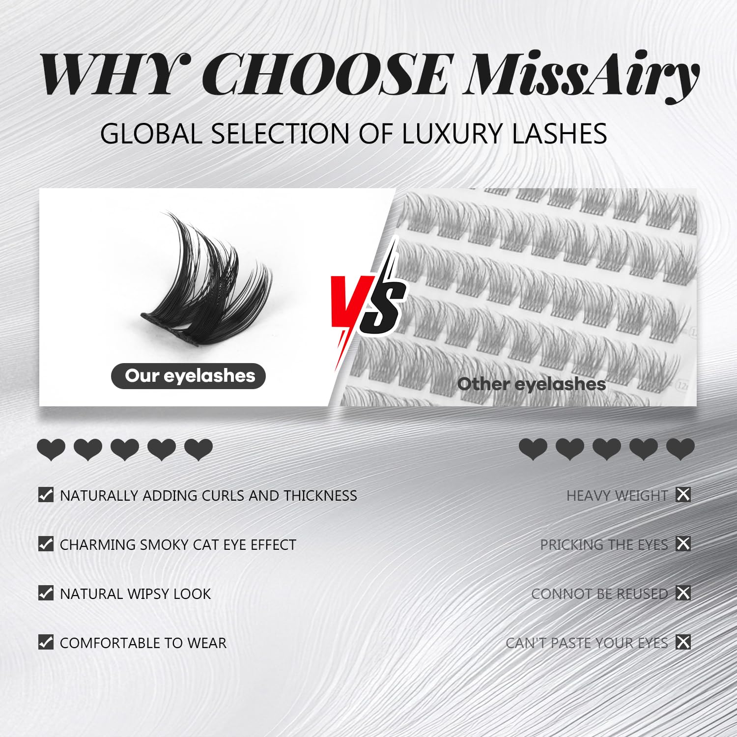 MissAiry Flaunt Lash Clusters Wispy 8-18mm – D-Curl Wet Look DIY Lashes