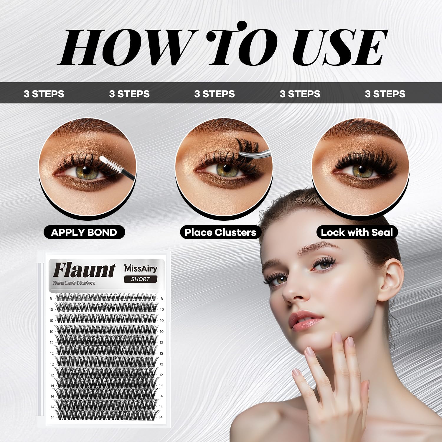 MissAiry Flaunt Lash Clusters Wispy 8-18mm – D-Curl Wet Look DIY Lashes