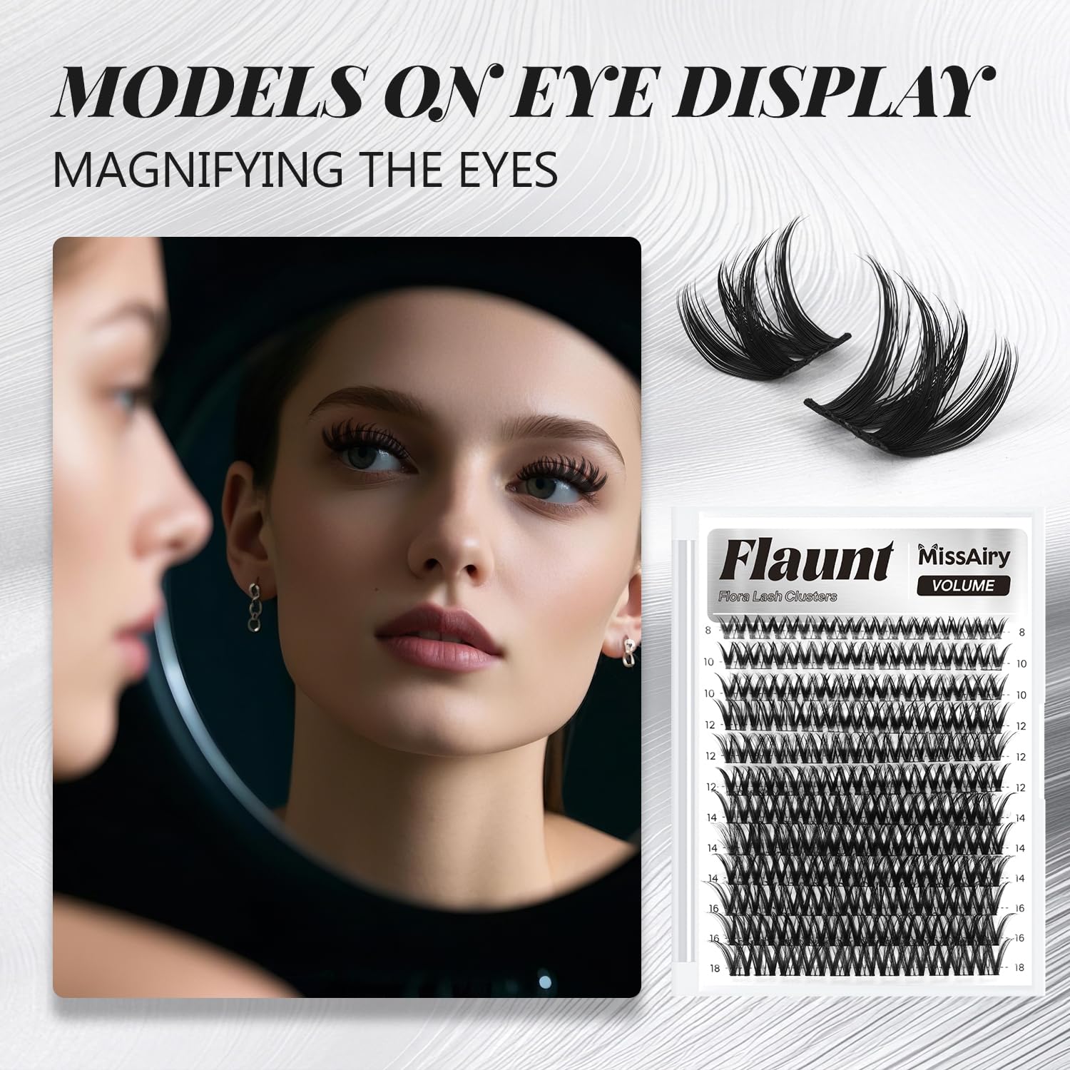 MissAiry Flaunt Lash Clusters Wispy 8-18mm – D-Curl Wet Look DIY Lashes