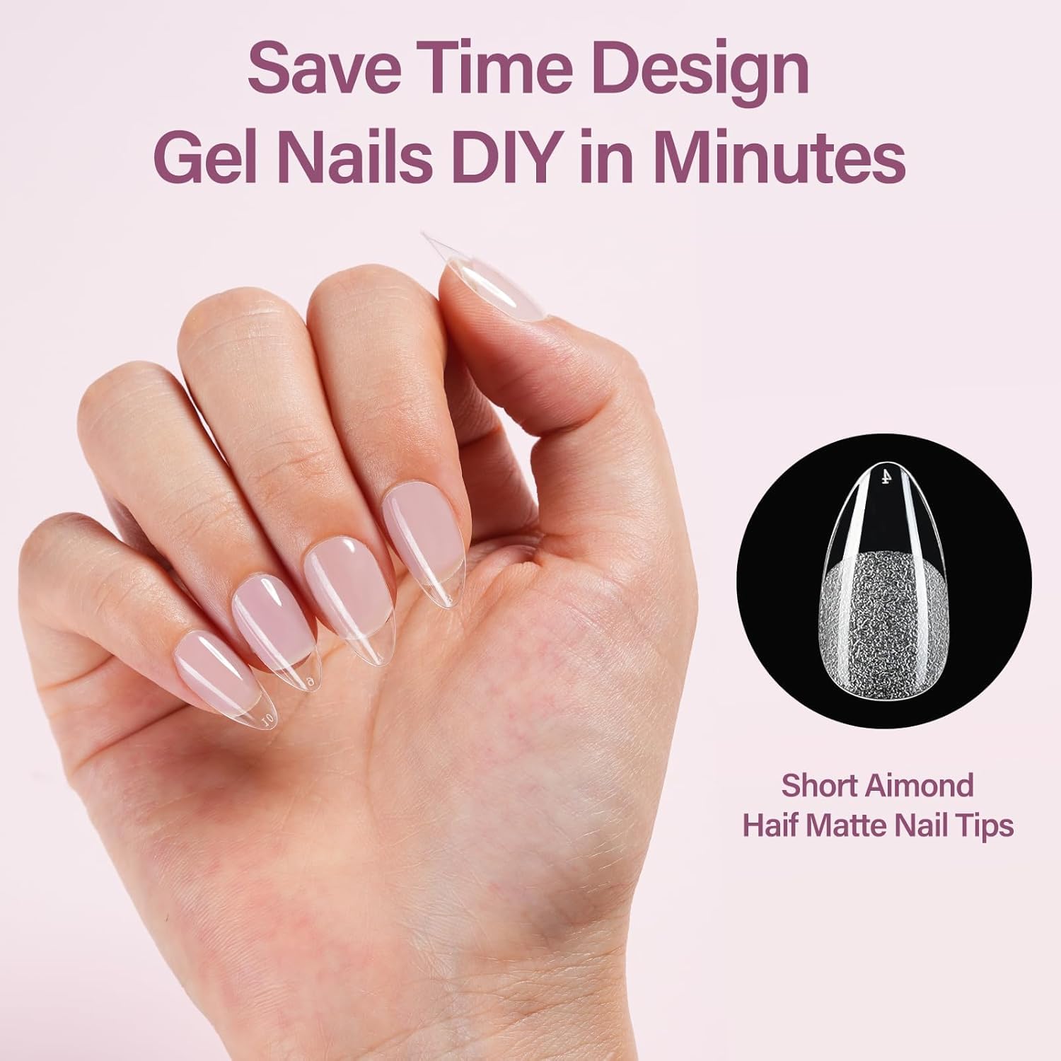 Misssix Short Almond Gel Nail Tips Kit – 360Pcs, 12 Sizes, 9-in-1 Gel Glue & Portable UV/LED Lamp