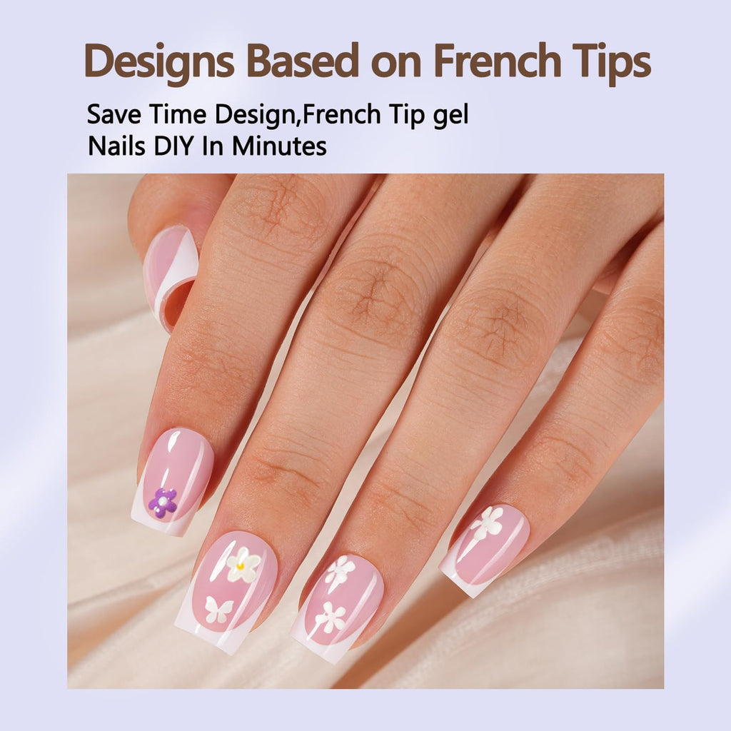 Misssix French Tip Press On Nails – 150Pcs Short Square Pink & White Gel Kit | DIY Nail Art Starter
