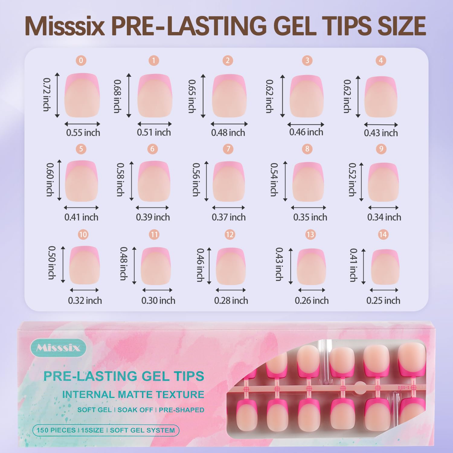 Misssix French Tip Press On Nails – 150Pcs Short Square Gel Tips Starter Kit