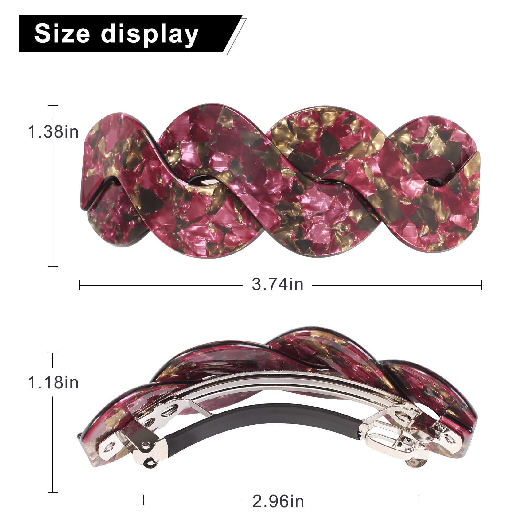 Mistofu Women's Hair Barrettes - Elegant French Retro Clips for Thick Hair (3-Pack, Large)