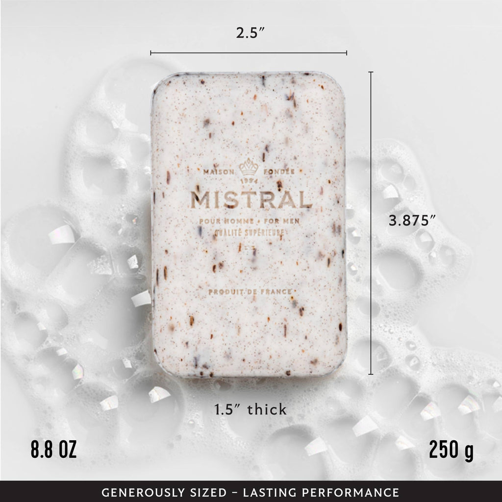 Mistral Mezcal Lime Luxury Bar Soap for Men — Triple-Milled, Made in France, Paraben & Phthalate Free | 8.8 oz