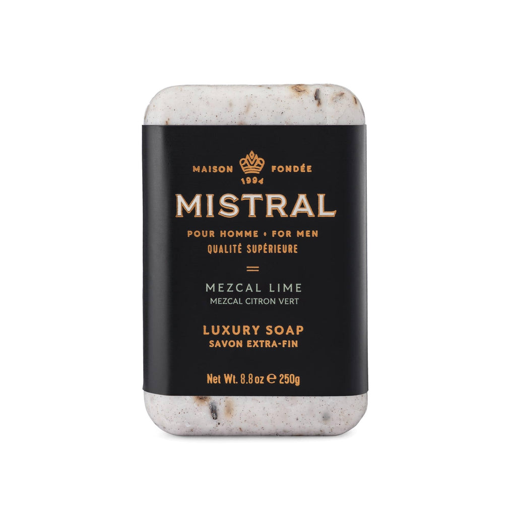 Mistral Mezcal Lime Luxury Bar Soap for Men — Triple-Milled, Made in France, Paraben & Phthalate Free | 8.8 oz