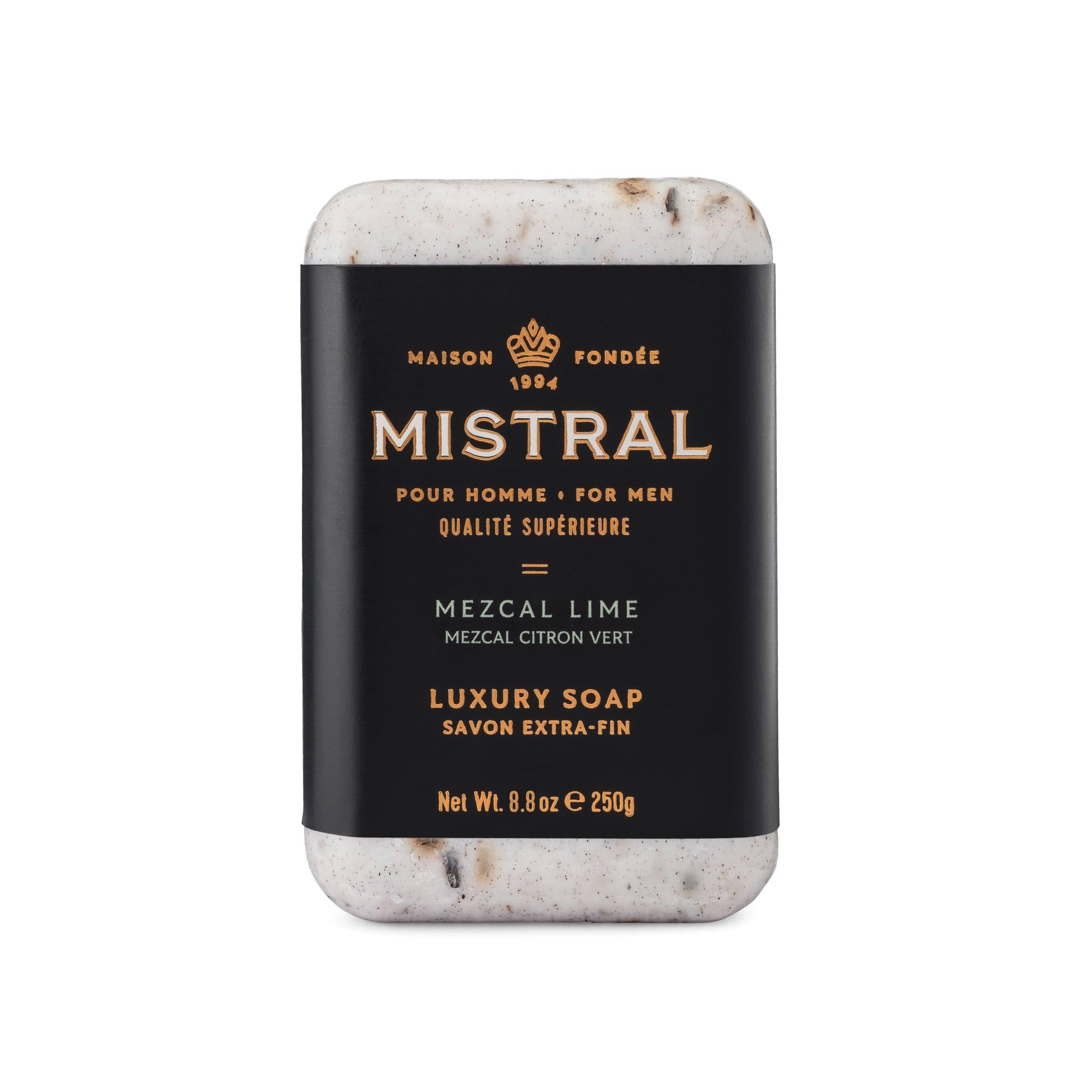 Mistral Mezcal Lime Luxury Bar Soap for Men — Triple-Milled, Made in France, Paraben & Phthalate Free | 8.8 oz
