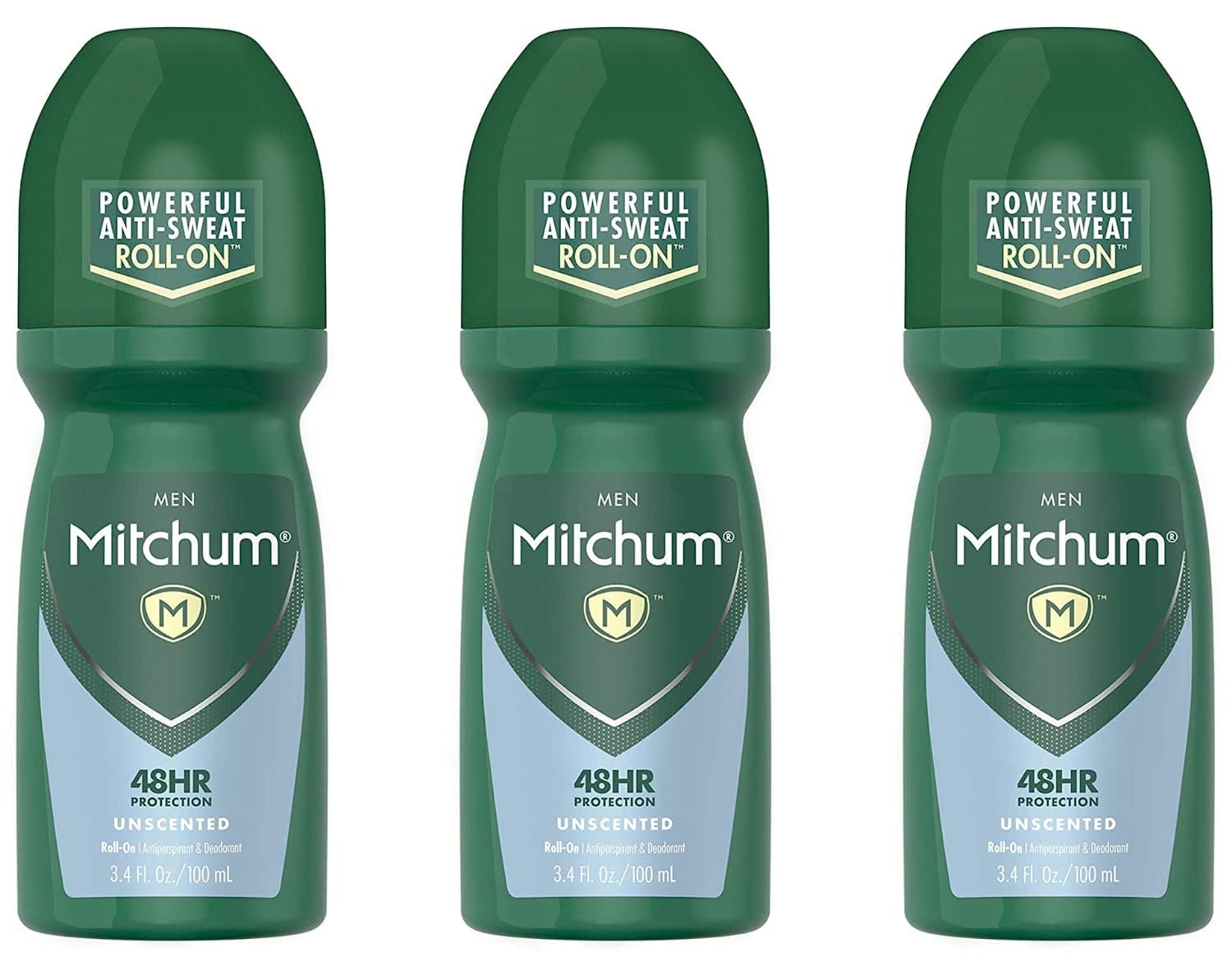 Mitchum Invisible Unscented Roll-On Anti-Perspirant & Deodorant — Pack of 3