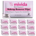 mivida 100 Count Individually Wrapped Makeup Remover Wipes with Vitamin E | Fragrance-Free, Alcohol-Free, Hypoallergenic