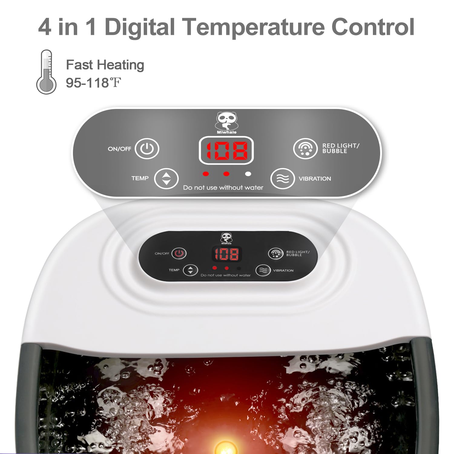Miwhale Foot Spa Bath Massager — Heat, Bubbles, Vibration & Infrared, Lavender Soak