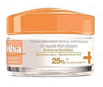 Mixa Extreme Nutrition Cream with 25% Evening Primrose Oil – For Dry & Sensitive Skin, 50ml