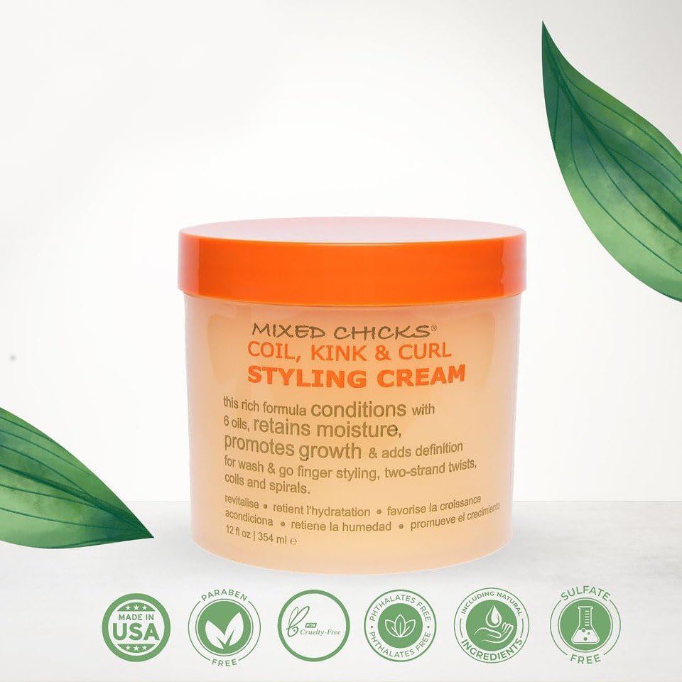 Mixed Chicks Coil, Kink & Curl Styling Cream — 12 Fl Oz | Flexible Hold, Moisture & Shine