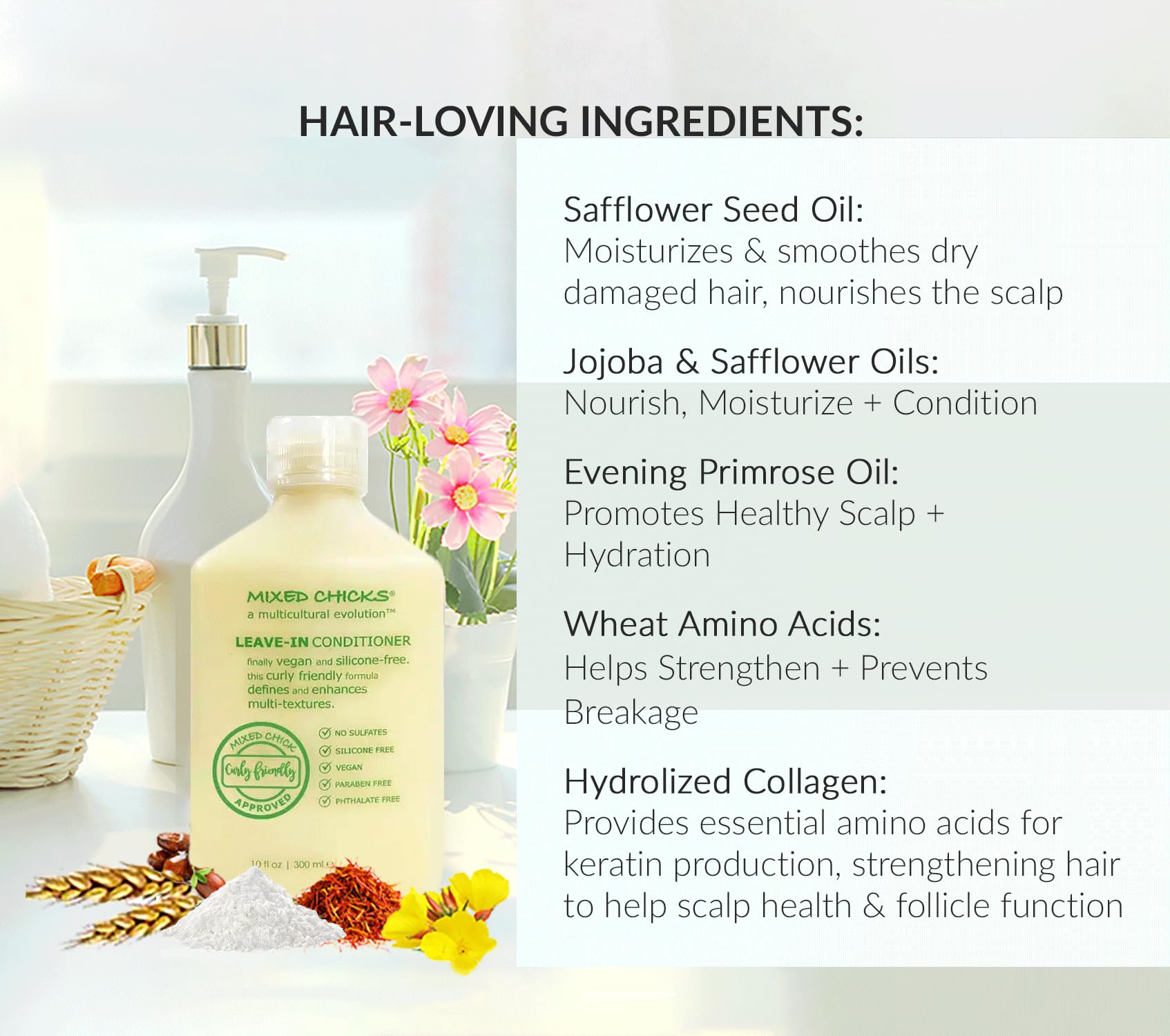 Mixed Chicks Curly Friendly Leave-In Conditioner – Lightweight Hydration for Curls, 10 oz