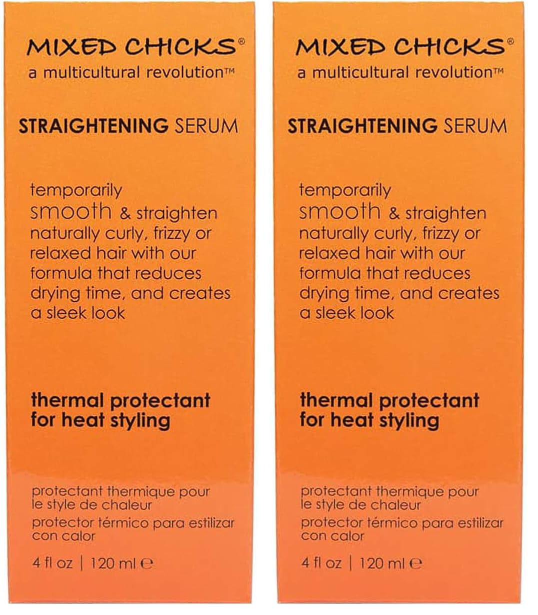 Mixed Chicks Straightening Serum – Thermal Protection for Heat Styling (Pack of 2) – 4 fl oz / 120 ml