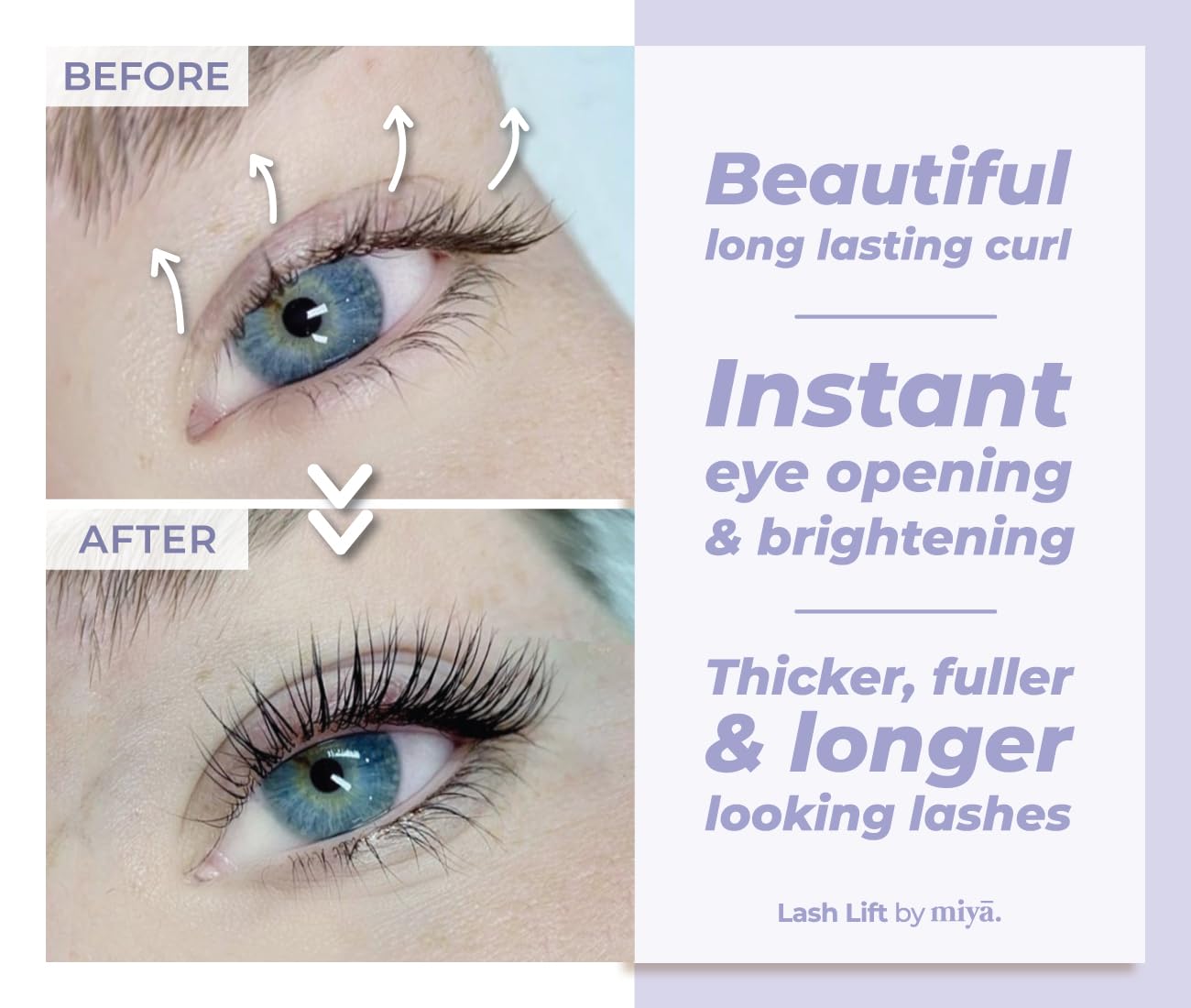 MIYA LASH 2 in 1 Brow Lamination & Lash Lift Lotion Set – 10 Treatments, Sachet Refills, Fast-Acting 3-Step Kit