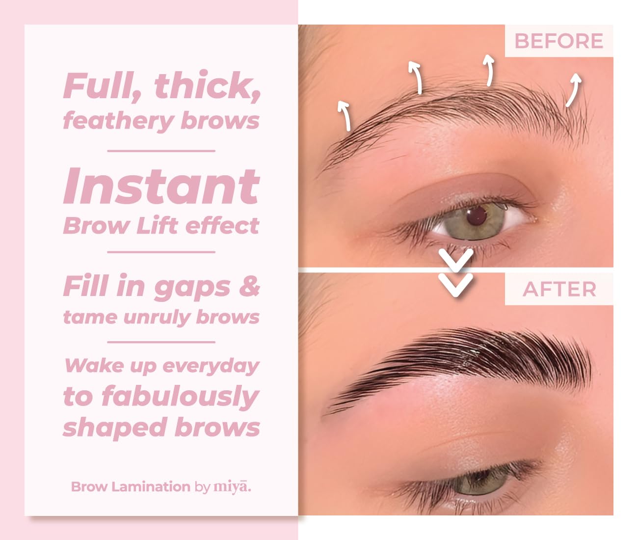 MIYA LASH 2 in 1 Brow Lamination & Lash Lift Lotion Set – 10 Treatments, Sachet Refills, Fast-Acting 3-Step Kit