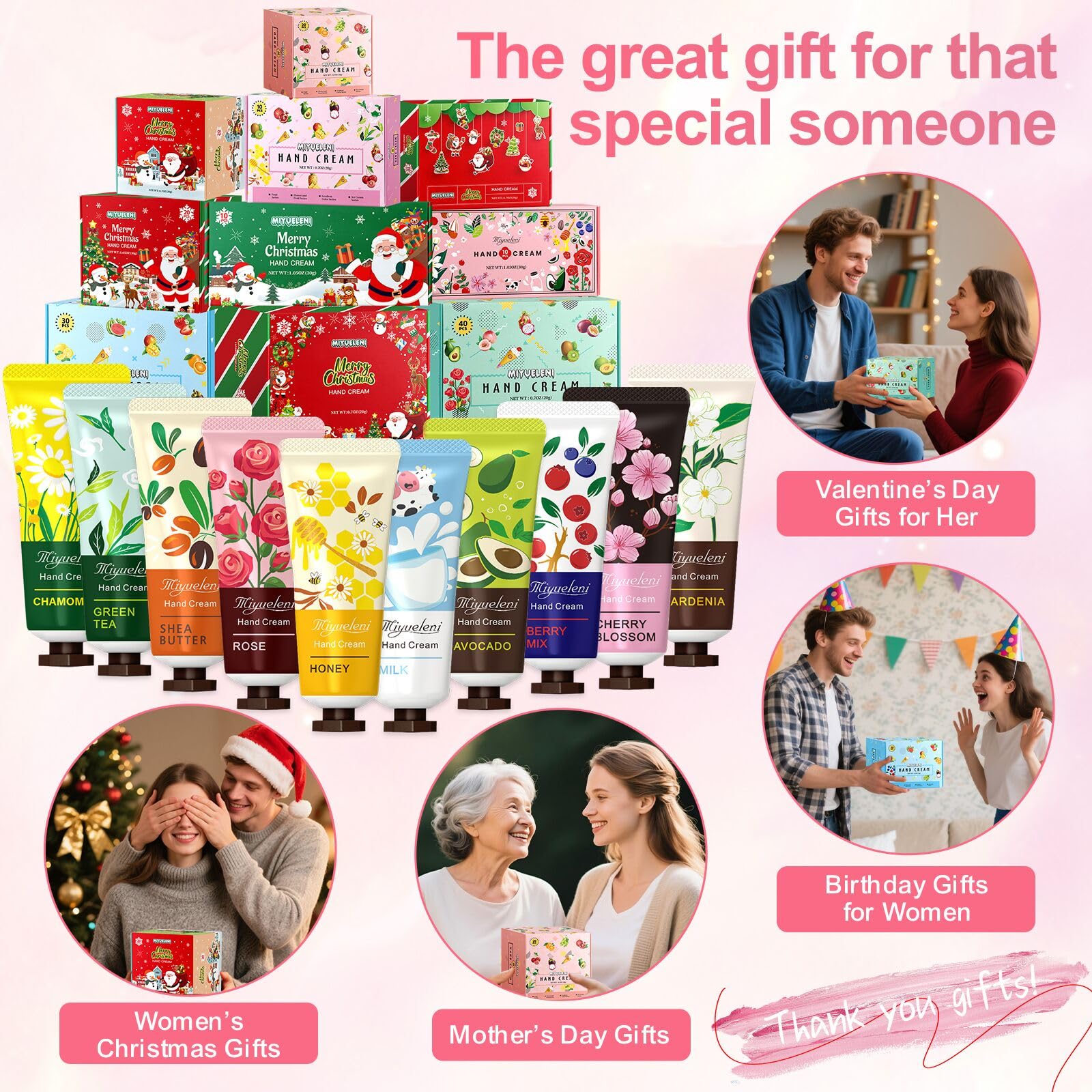 MIYUELENI 30-Pack Hand Cream Gift Set – 20ml Travel-Size Moisturizers for Dry Hands, Ideal Gifts