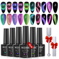 MIZHSE 60ml 9D Cat Eye Gel Nail Polish Kit – Magnetic Galaxy Effect with Black Base Coat & 2 Magnet Sticks