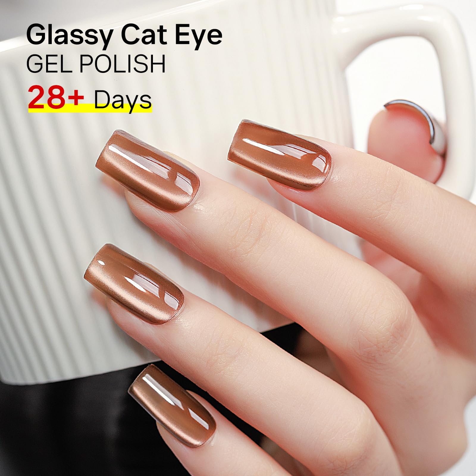 MIZHSE 8 Colors Cat Eye Gel Nail Polish Kit with Magnet Stick – Holographic Shimmer