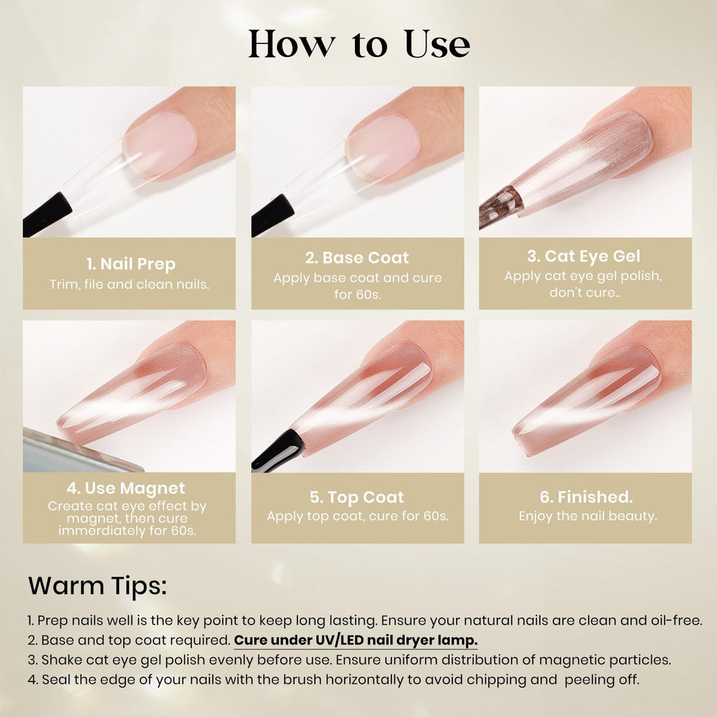 MIZHSE 8 Colors Cat Eye Gel Nail Polish Kit with Magnet Stick – Holographic Shimmer