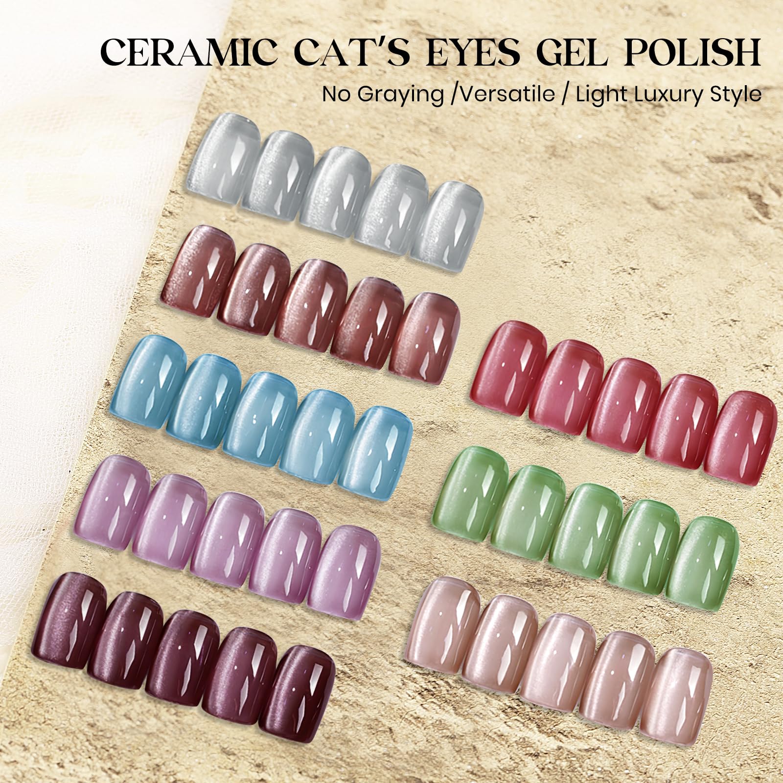 MIZHSE 8 Colors Cat Eye Gel Nail Polish Kit with Magnet Stick – Holographic Shimmer