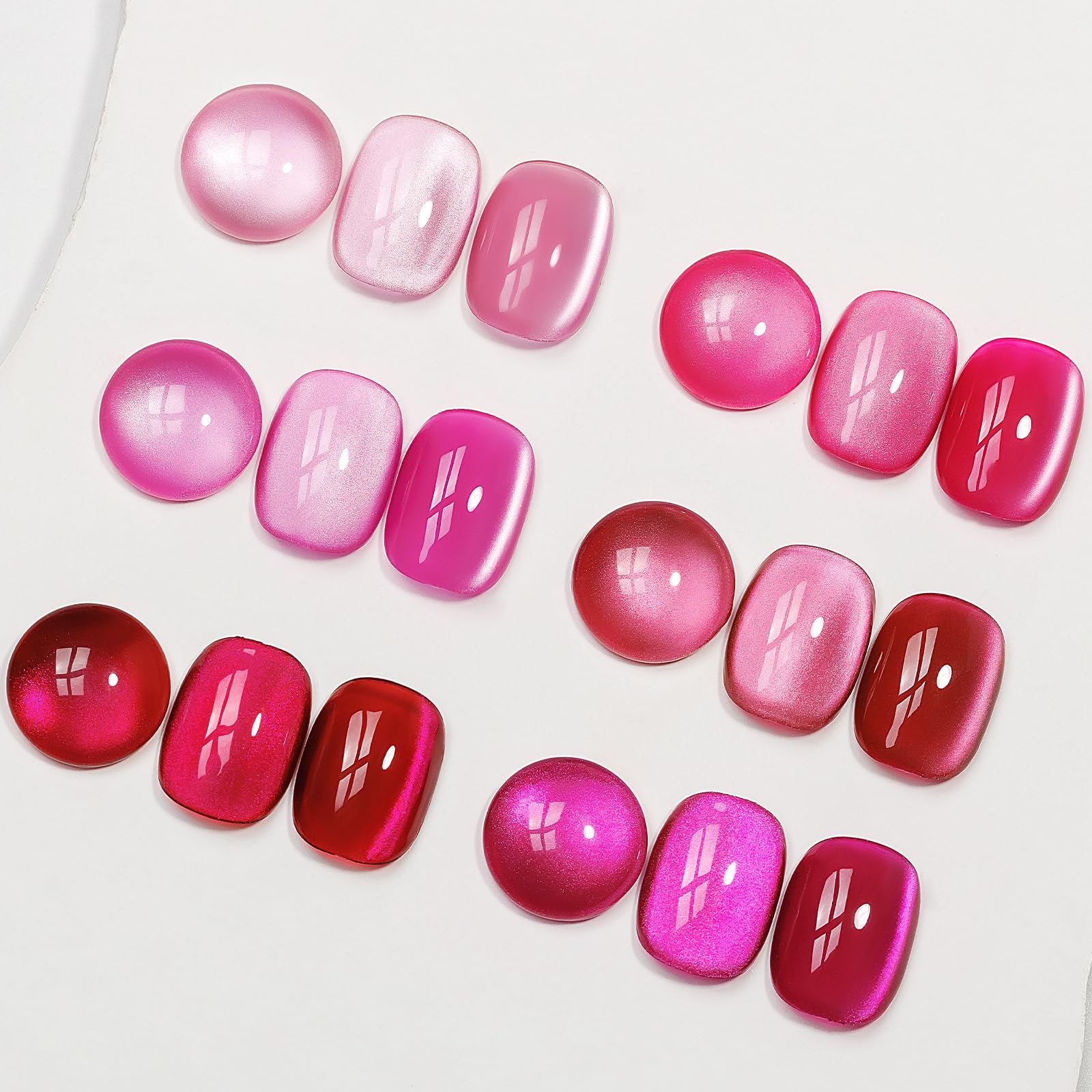 MIZHSE Cat Eye Gel Nail Polish Set – Pink Magnetic Gel Polish with Magnet Stick, Neon Hot Pink Gloss