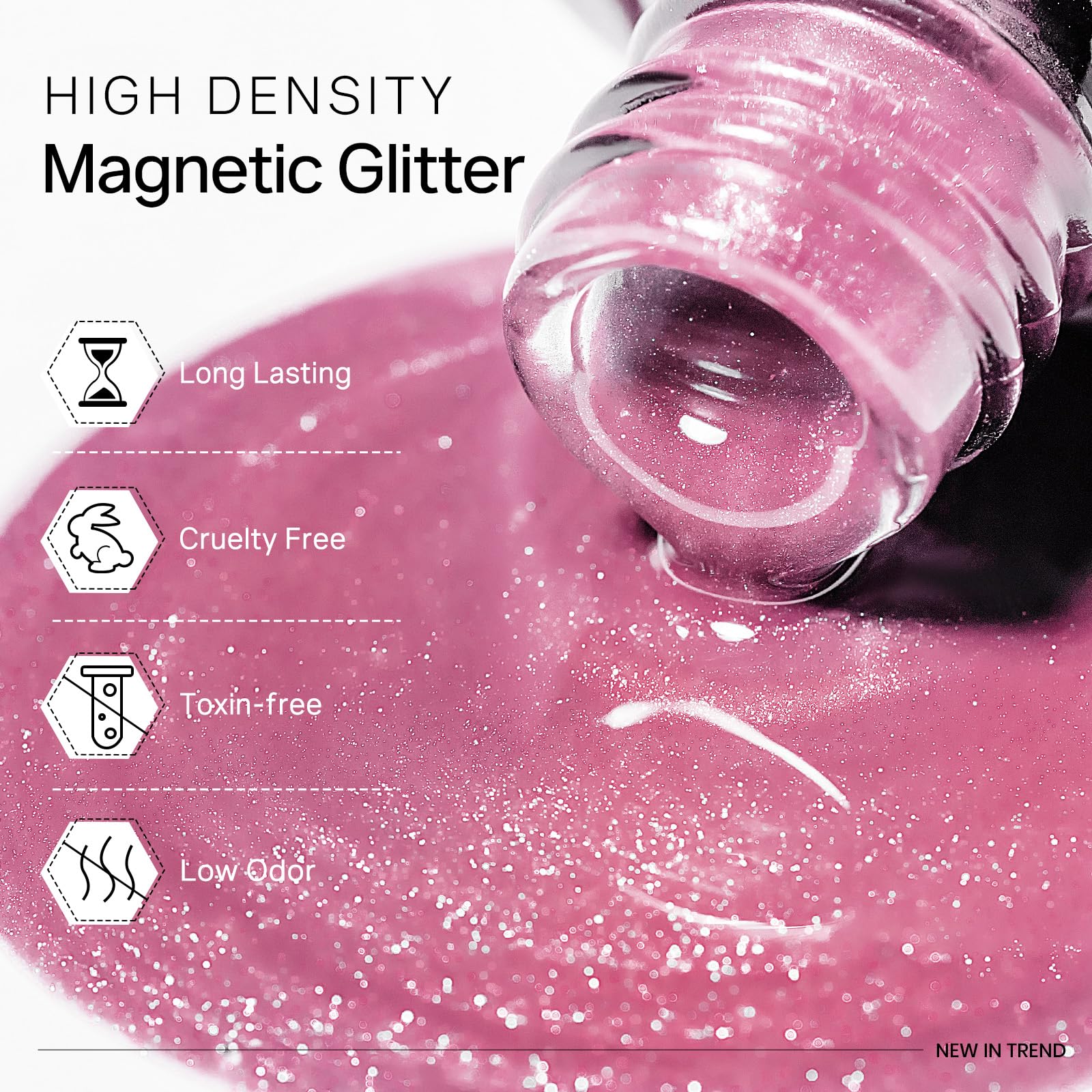 MIZHSE Cat Eye Gel Nail Polish Set – 8 Pink Translucent Colors with Magnet Stick (Soak-Off) for Home DIY