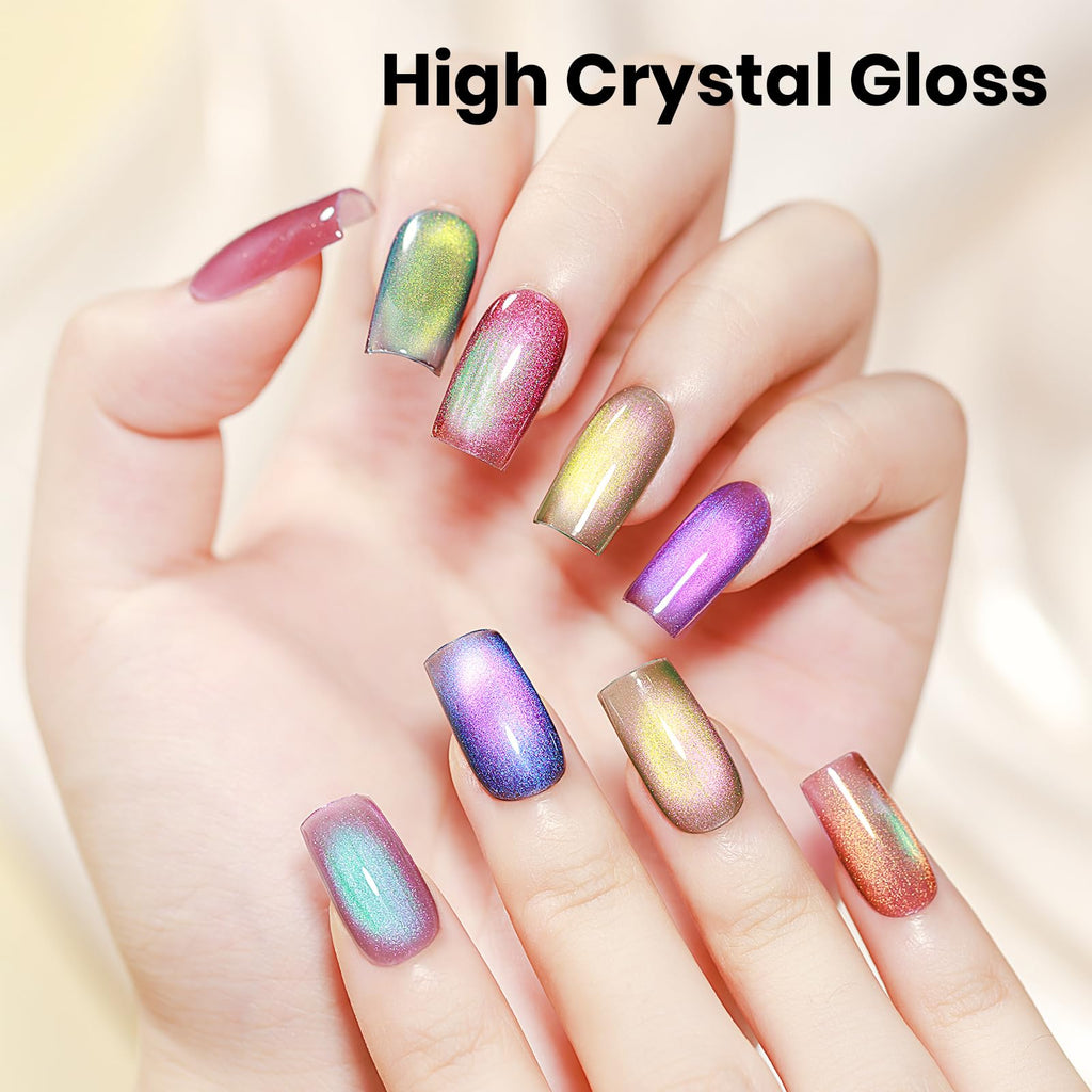 MIZHSE Cat Eye Gel Nail Polish Kit – Gemstone Magnetic Set