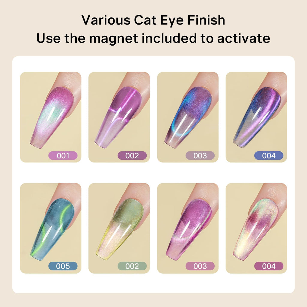 MIZHSE Cat Eye Gel Nail Polish Kit – Gemstone Magnetic Set