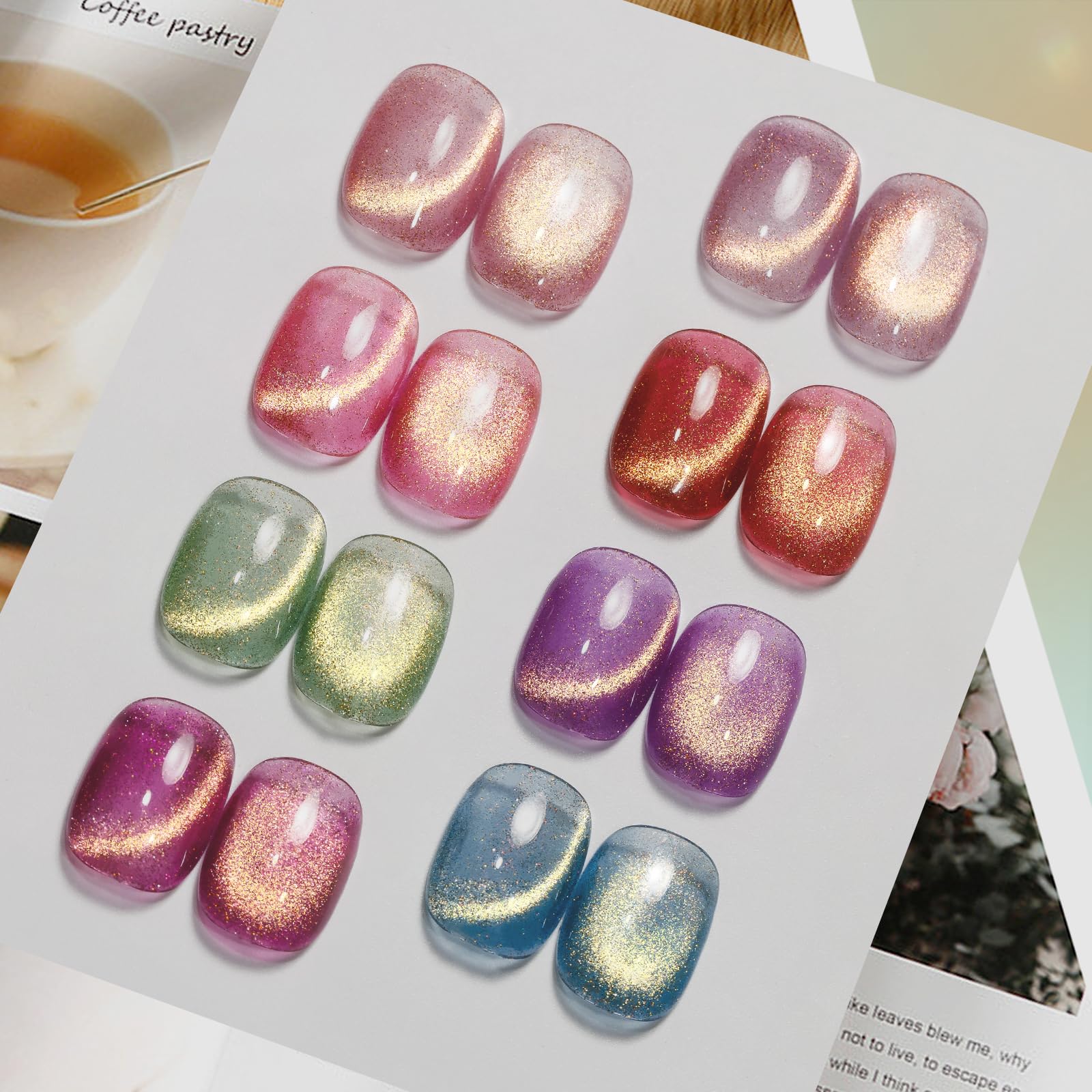MIZHSE Cat Eye Gel Nail Polish Kit – Magnetic Neon Colors, Magnet Included, Soak-Off