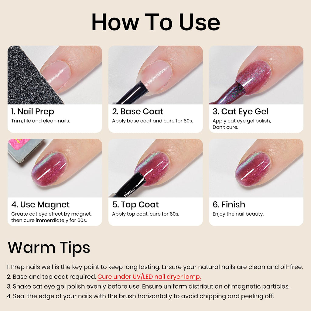MIZHSE Cat Eye Gel Nail Polish Kit – Gemstone Magnetic Set