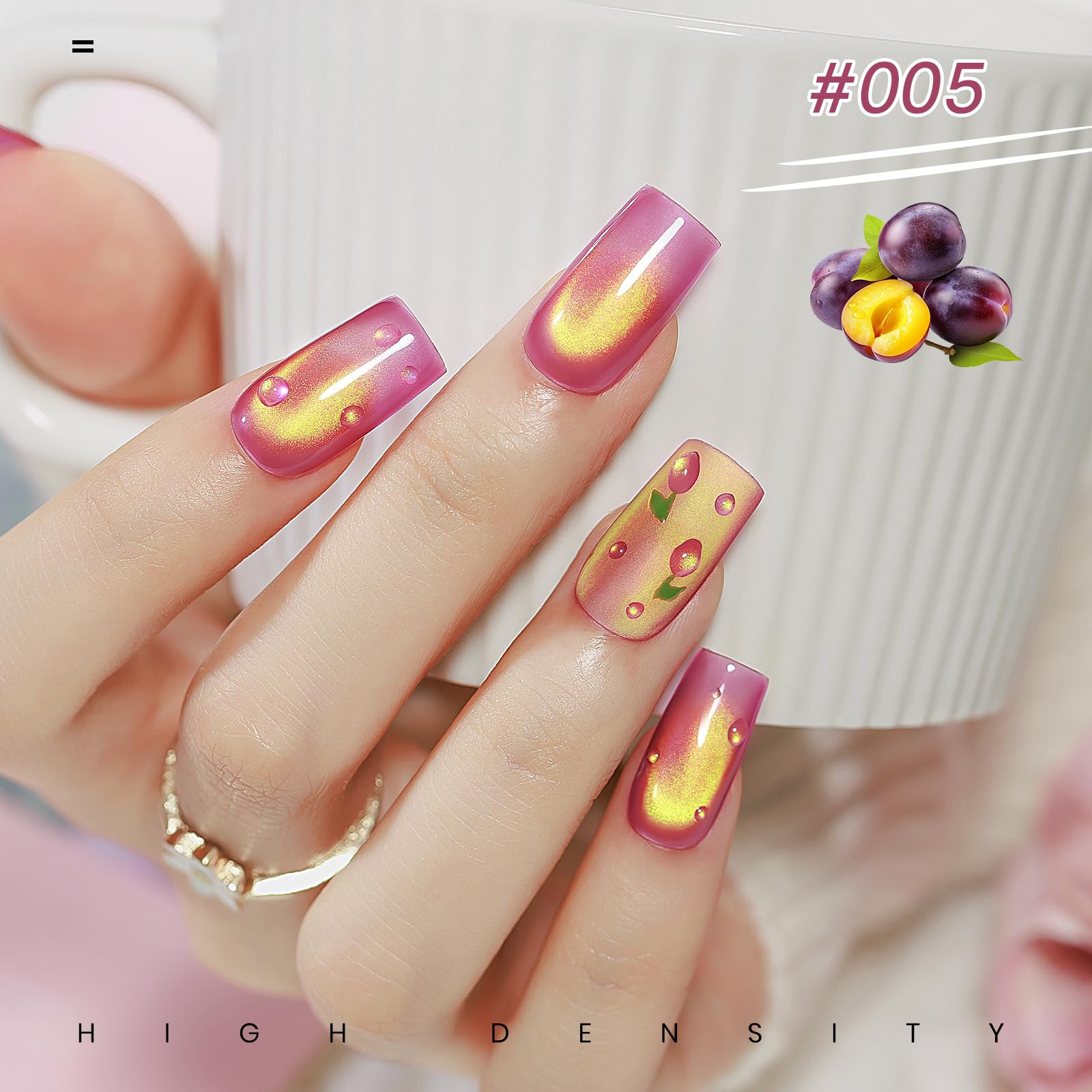 MIZHSE Cat Eye Gel Nail Polish Kit – Neon Fruit Colors with Magnet for DIY Nail Art