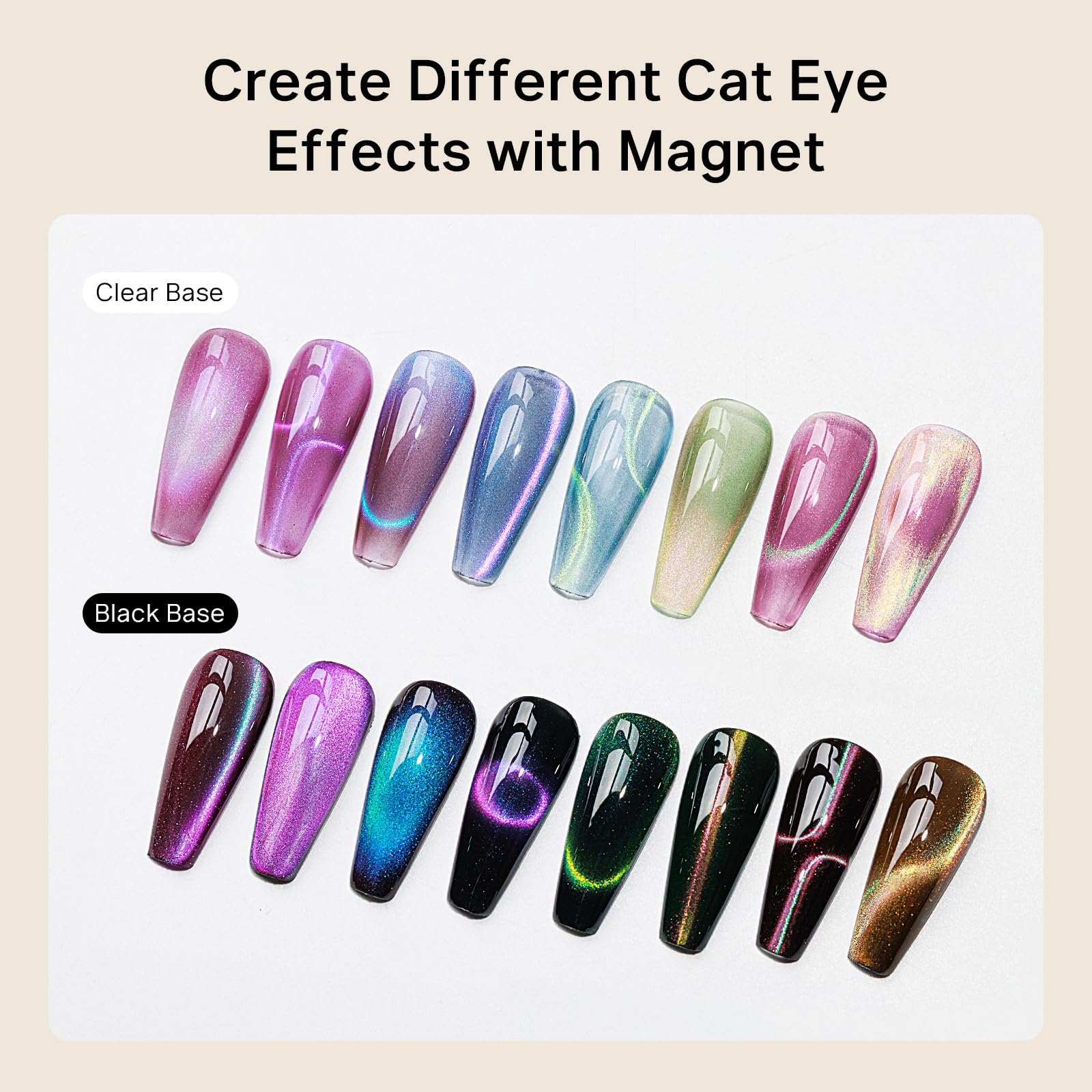 MIZHSE Cat Eye Gel Nail Polish Kit – Gemstone Magnetic Set