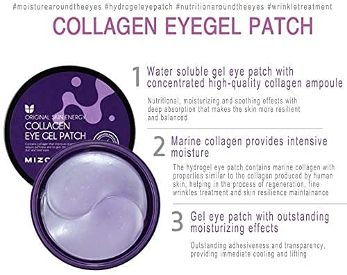 MIZON Marine Collagen Eye Gel Patch – 60pcs Hydrogel Eye Masks with Caviar & Chamomile