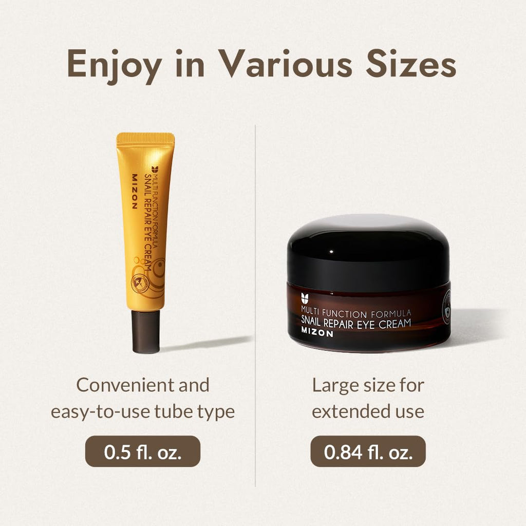 MIZON Snail Line Snail Repair Eye Cream – Hydrating Korean Skincare for Delicate Under-Eye Skin (0.84 oz)
