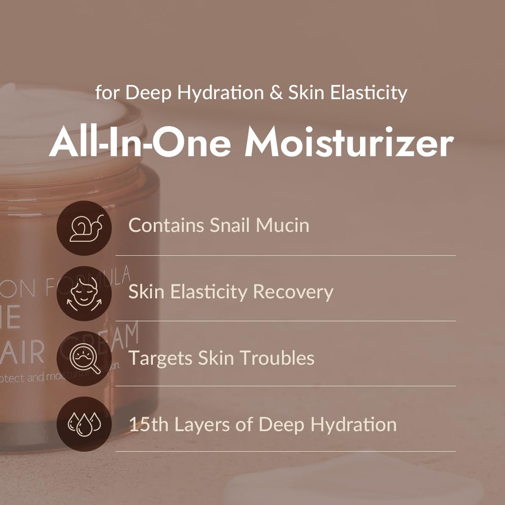 MIZON AllinOne Snail Repair Cream – Hydrating Korean Moisturizer with 40000 ppm Snail Mucin & 12 Natural Extracts