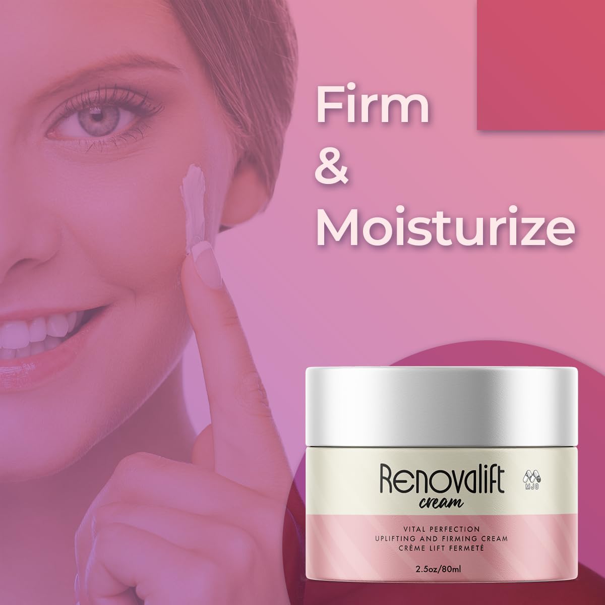 MJO Renovalift Face Cream – 2 Pack All-Natural Facial & Neck Moisturizer (5 oz)