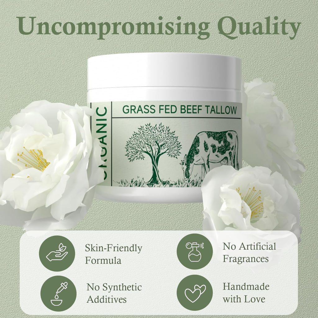 MKzea Beef Tallow Whipped Moisturizer – Unscented, Grass-Fed, 2-Pack