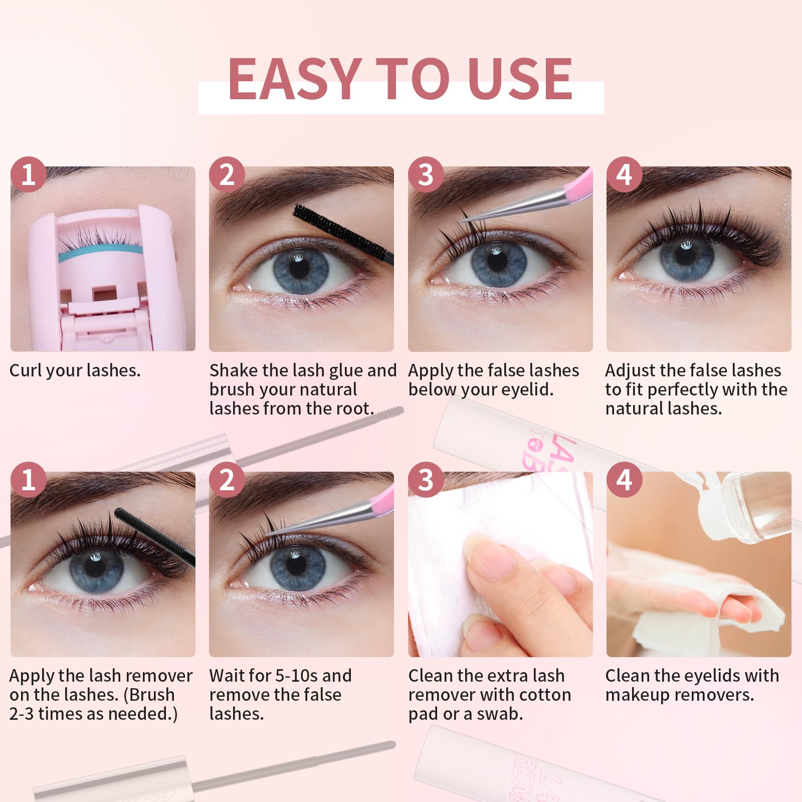 MLEN DIARY DIY Eyelash Extension Kit – 114 Pcs, 10–16mm Manga Clusters, Lash Bond & Remover