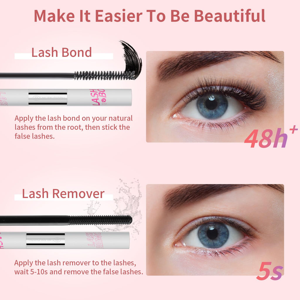 MLEN DIARY DIY Eyelash Extension Kit – 114 Pcs, 10–16mm Manga Clusters, Lash Bond & Remover