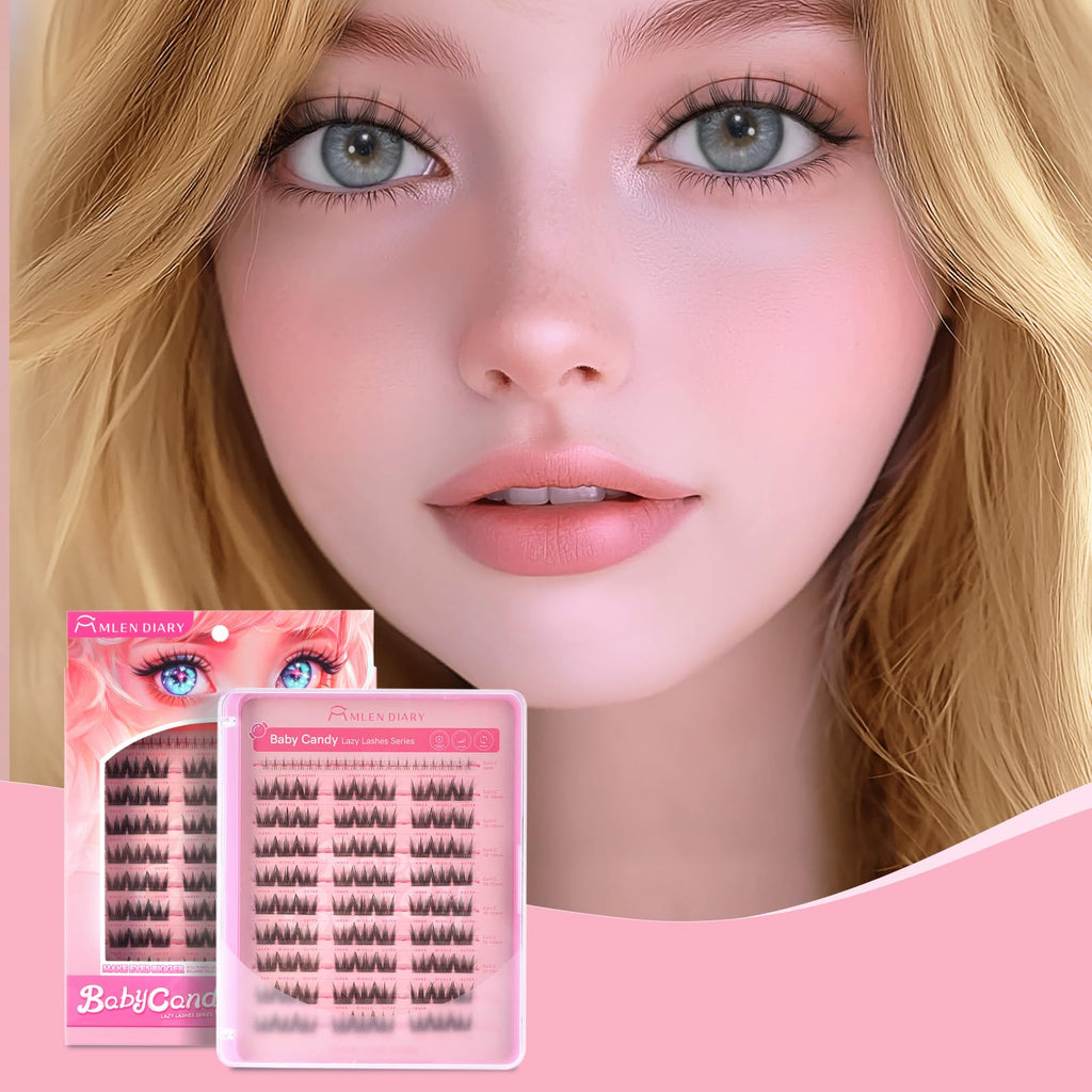 MLEN DIARY Natural C Curl Lash Clusters 10-13mm | 105pcs Wispy Candy Baby Kit