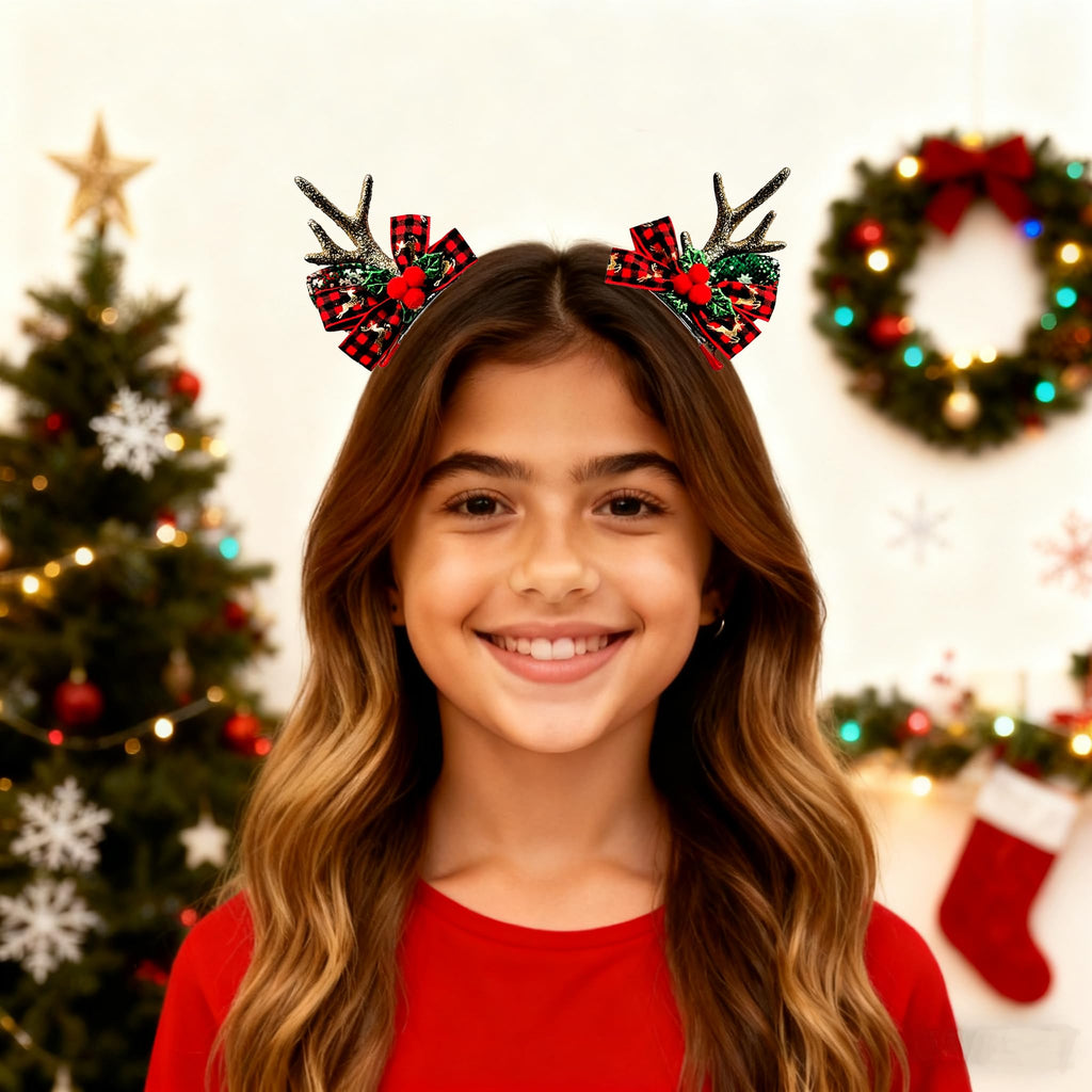 MMBALLON 2 Pairs Gold Reindeer Hair Clips – Xmas Party Accessories for Girls