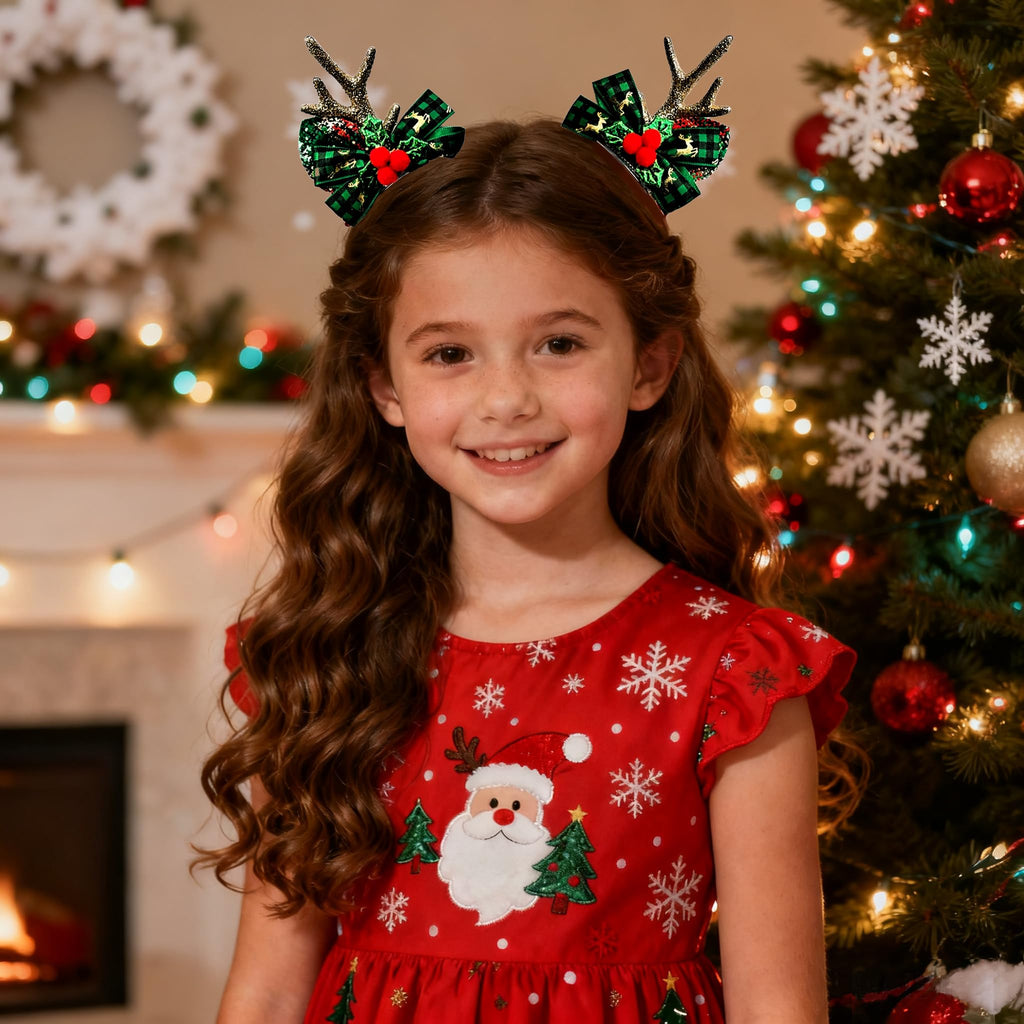 MMBALLON 2 Pairs Gold Reindeer Hair Clips – Xmas Party Accessories for Girls