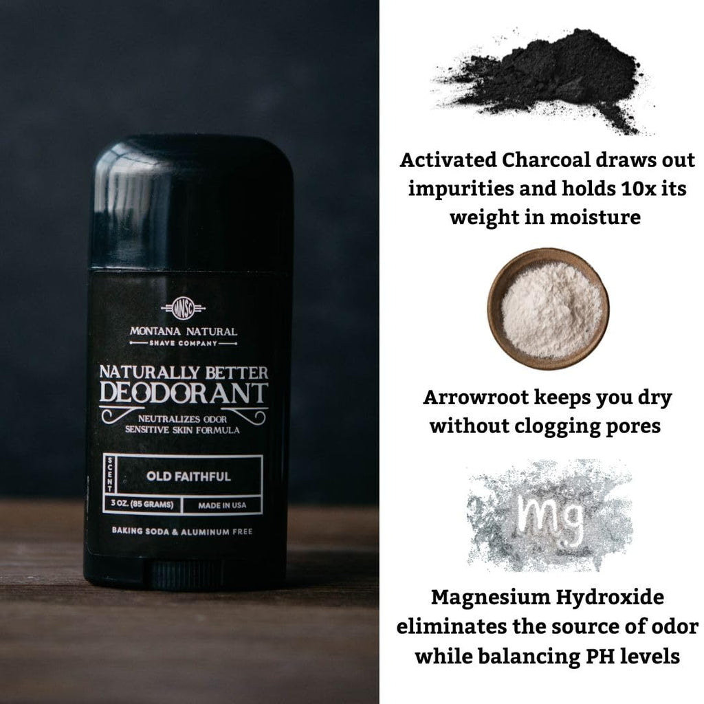 MNSC Old Faithful Deodorant – Magnesium & Activated Charcoal, Aluminum- & Baking Soda-Free (Pack of 2)