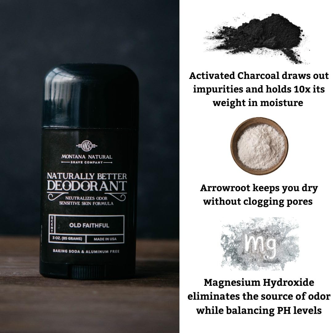 MNSC Old Faithful Deodorant – Magnesium & Activated Charcoal, Aluminum- & Baking Soda-Free (Pack of 2)