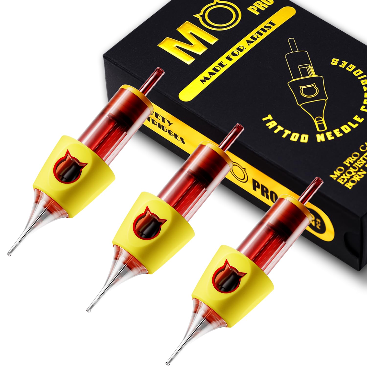 MO MOLONG MO PRO Expert Grade Tattoo Cartridge Needles – 20Pcs Bugpin #10 Round Liner with Silicone Finger Ledge