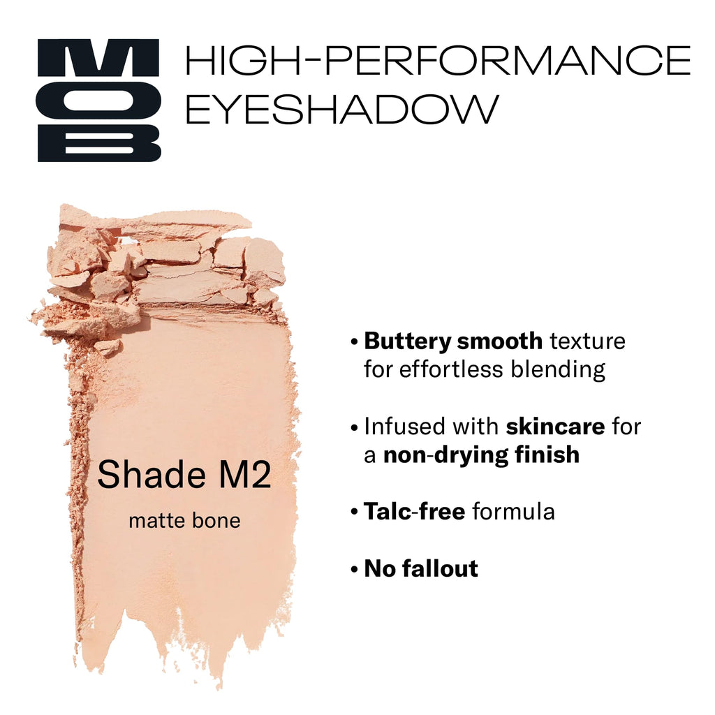 MOB Beauty Eyeshadow M2 Matte Bone - Light Base, Vegan, Talc-Free, Long-Wear, Refillable Compact