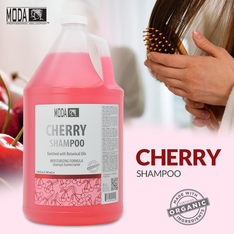 MODA Cherry Shampoo – Deep Cleanse & Nourish for All Hair Types, 128 Oz | USA Made